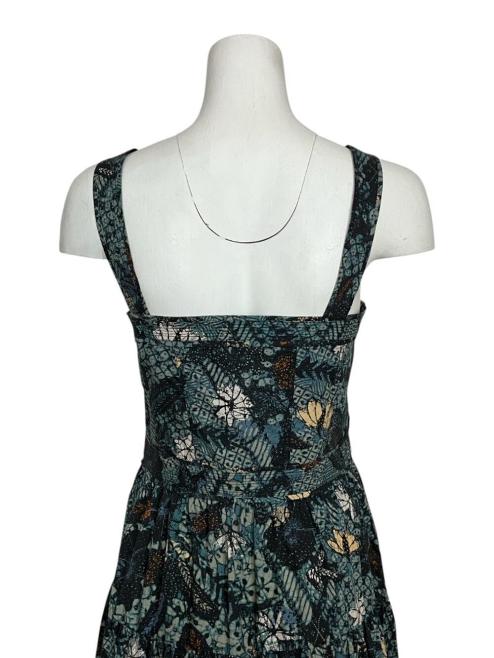 Ulla Johnson Isabela Dress 10 Rainforest Midi Blue Floral Sleeveless Cotton - Picture 12 of 16